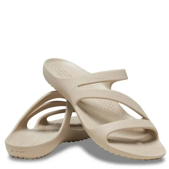 CROCS Kadee Cobblestone Taupe Slide Sandals - Picture 2 of 11